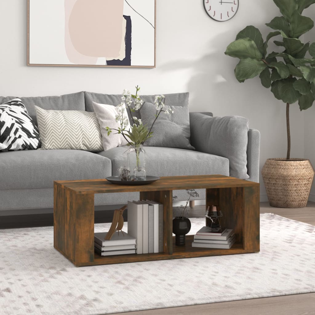 Coffee Table Smoked Oak 100x50x36 cm Engineered Wood - All Things Good