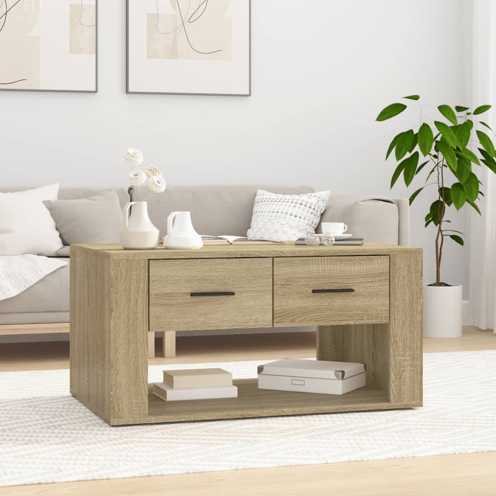 Coffee Table Sonoma Oak 80x50x40 cm Engineered Wood - Merkel Designers