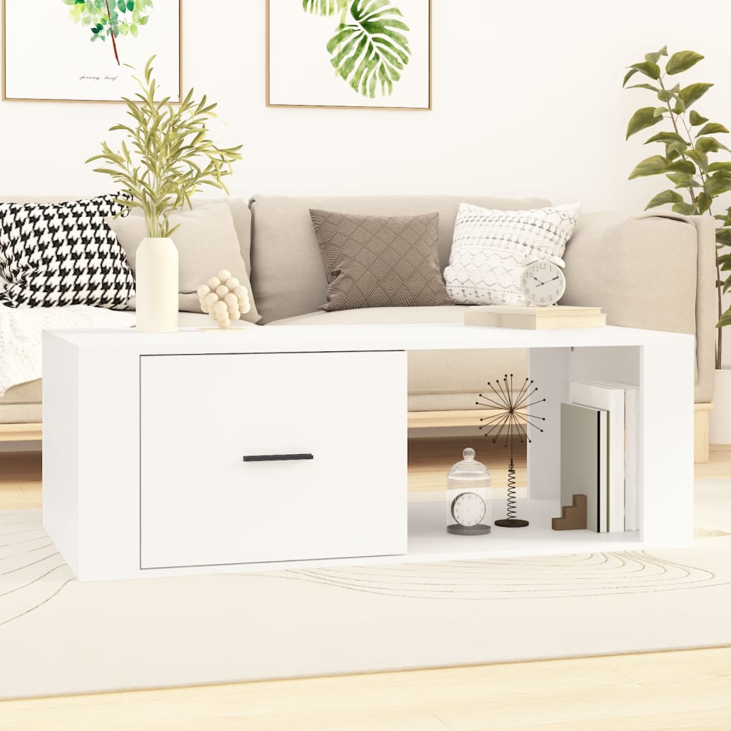 Coffee Table White 100x50.5x35 cm Engineered Wood - Unbeatable Bargains