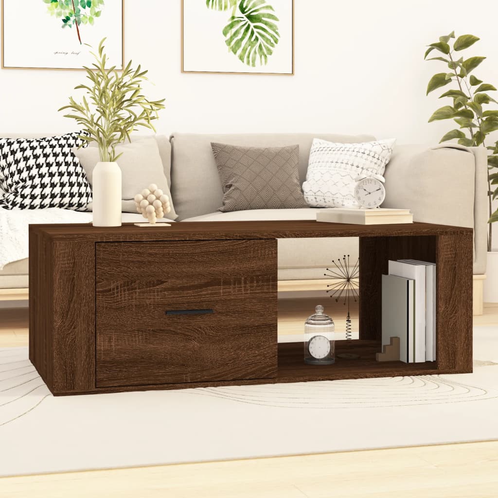 Coffee Table Brown Oak 100x50.5x35 cm Engineered Wood - Unbeatable Bargains