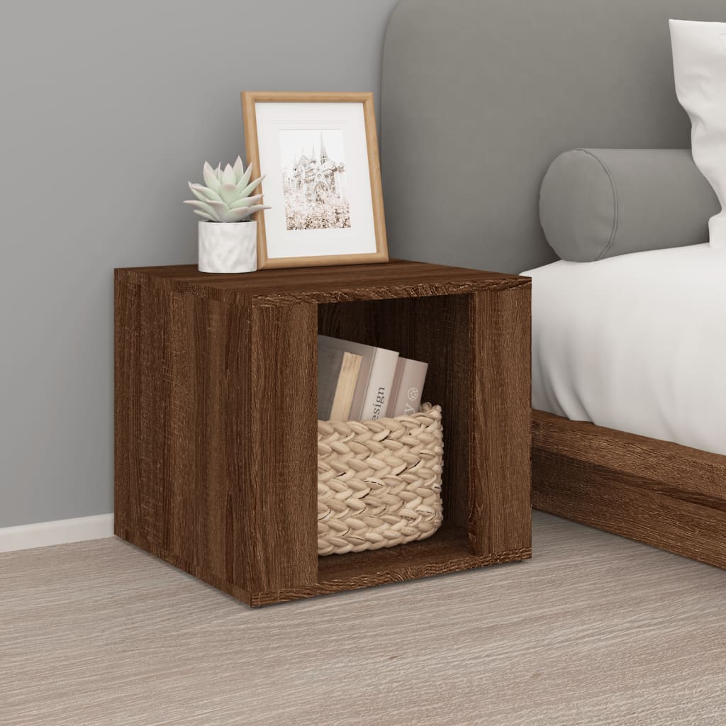 Bedside Table - KITCHENER Nightstand Brown Oak 41cm - Design Hut