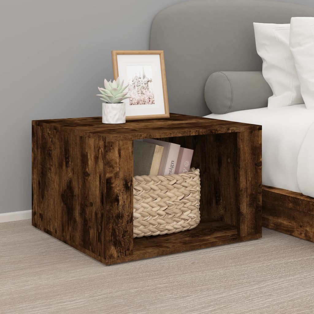 Bedside Table - BERGAMO Nightstand Smoked Oak 57cm - Unbeatable Bargains