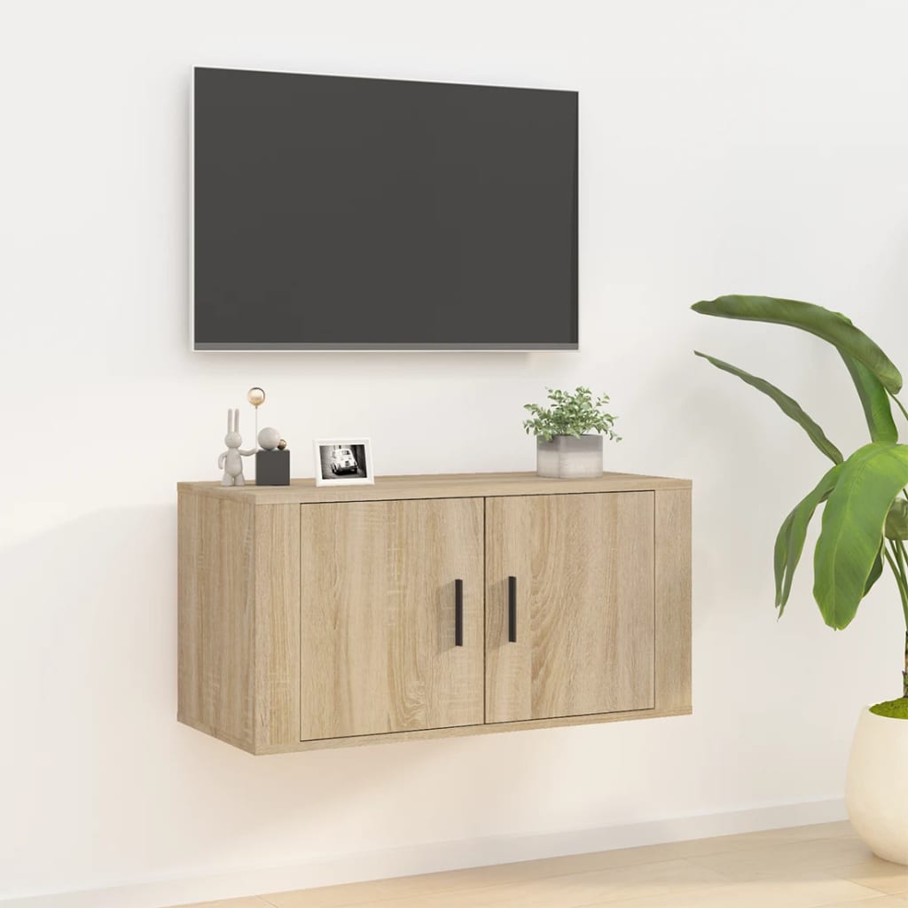 Wall Mounted TV Cabinet Sonoma Oak 80x34.5x40 cm - Tyrell & Tyrell