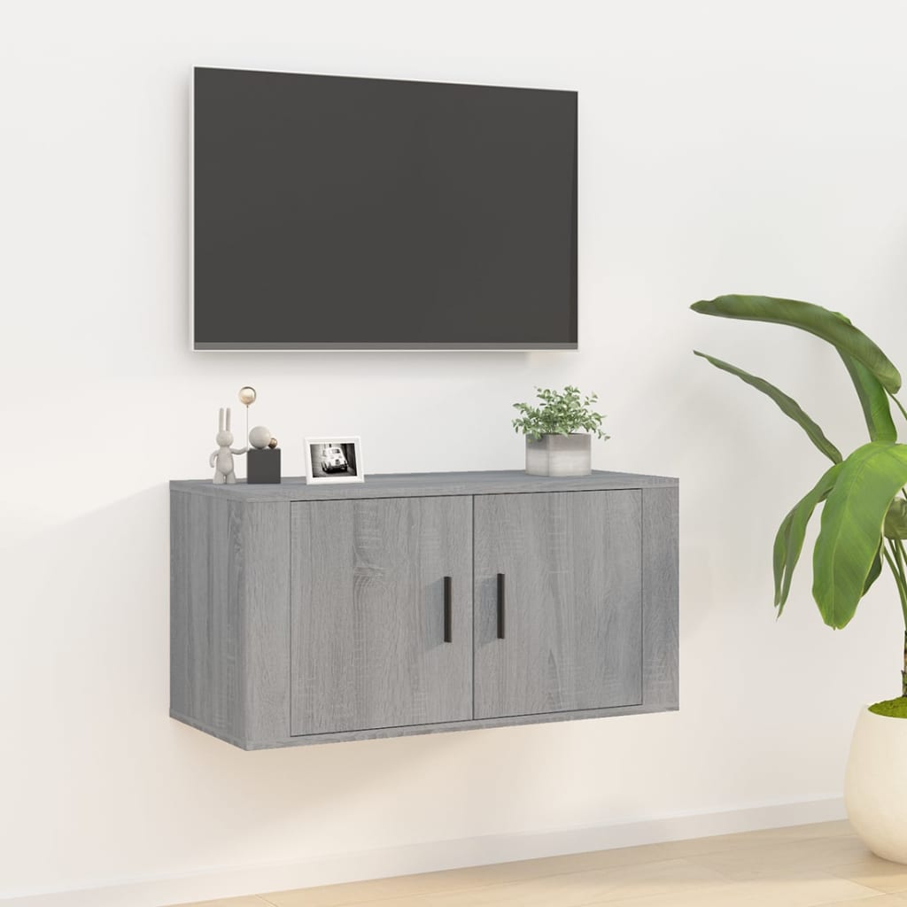 Wall Mounted TV Cabinet Grey Sonoma 80x34.5x40 cm - Sid & Sam