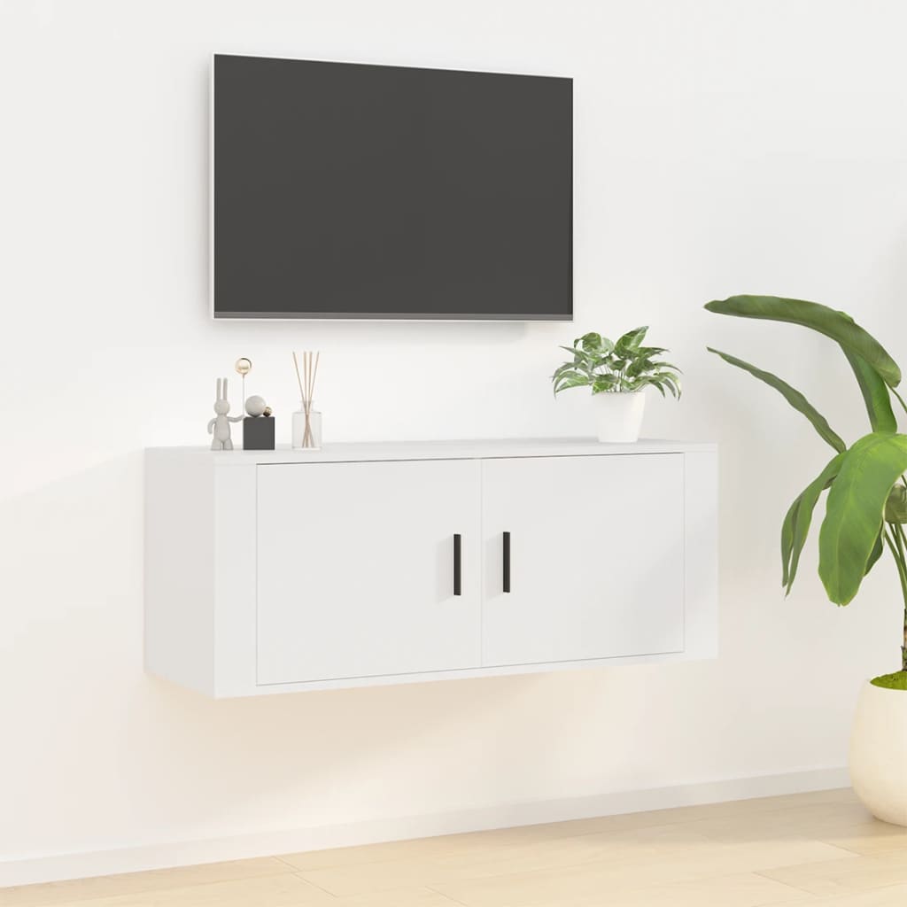 Wall Mounted TV Cabinet White 100x34.5x40 cm - Sid & Sam