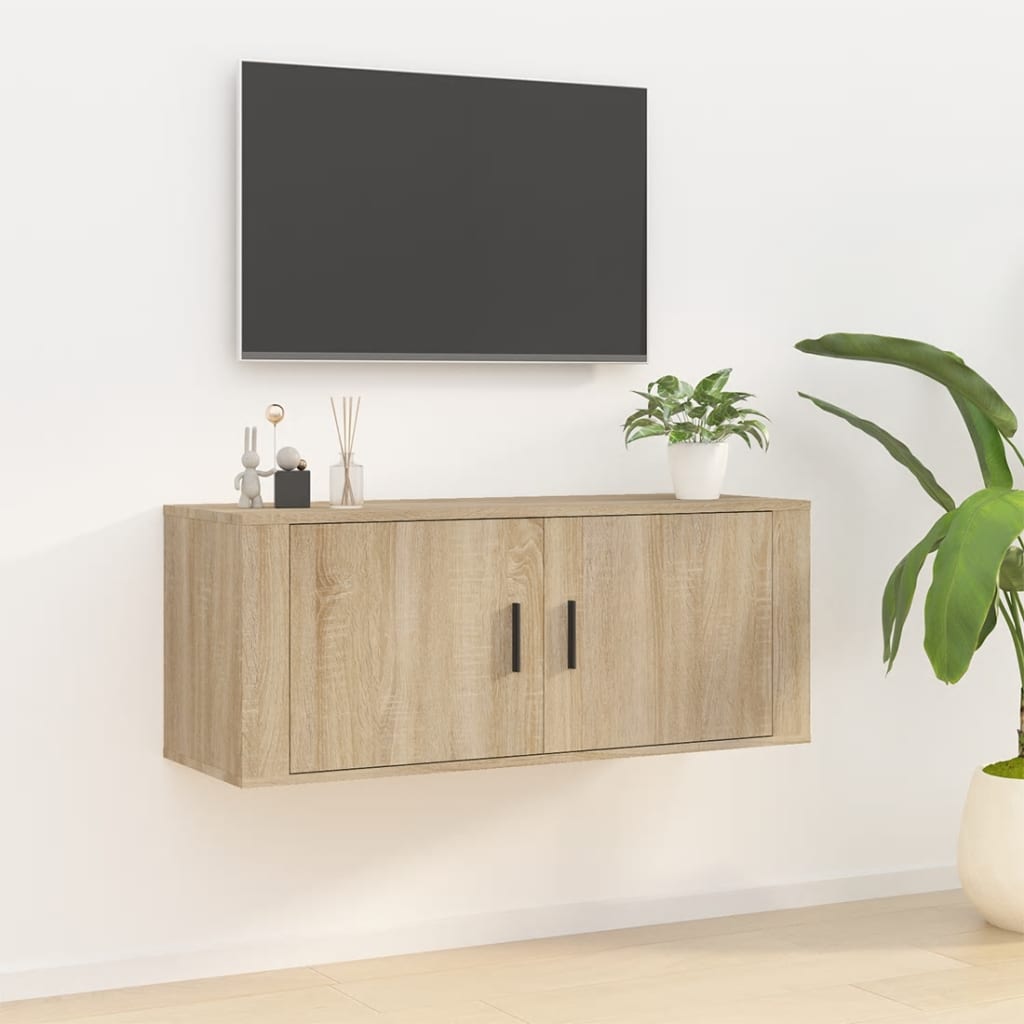 Wall Mounted TV Cabinet Sonoma Oak 100x34.5x40 cm - Discount Dealers
