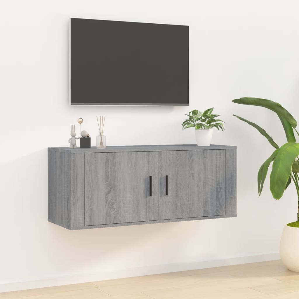 Wall Mounted TV Cabinet Grey Sonoma 100x34.5x40 cm - Brittle & Co