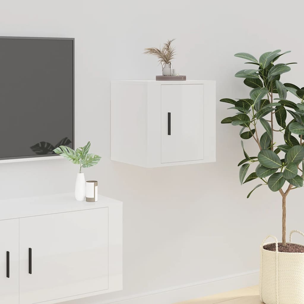 Wall Mounted TV Cabinet High Gloss White 40x34,5x40 cm - Tyrell & Tyrell