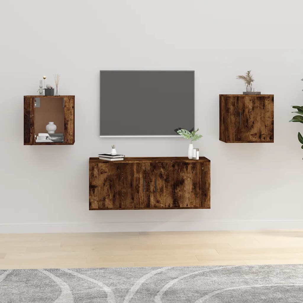 Wall Mounted TV Cabinets 2 pcs Smoked Oak 40x34.5x40 cm - Sid & Sam