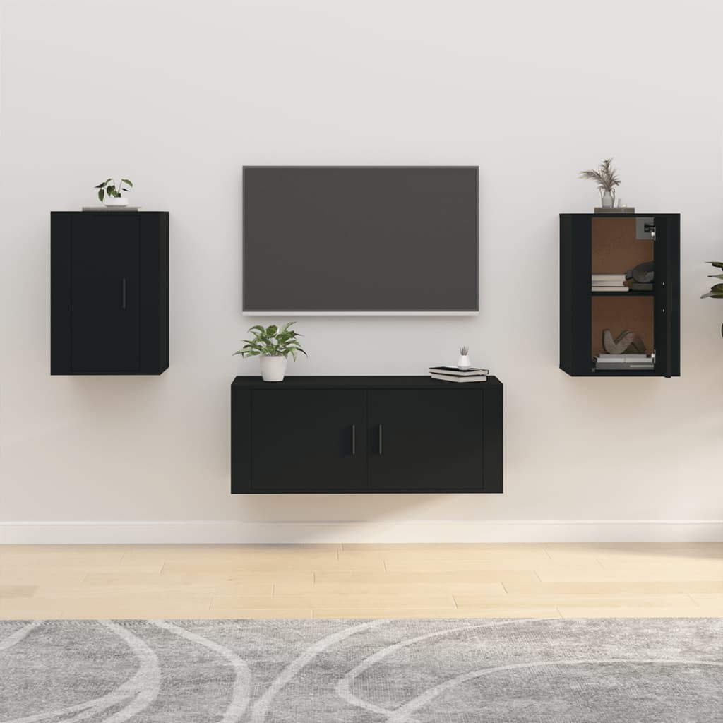 Wall Mounted TV Cabinets 2 pcs Black 40x34.5x60 cm - Tyrell & Tyrell