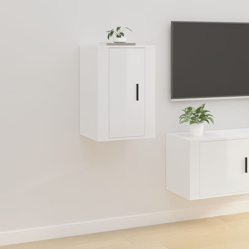 Wall Mounted TV Cabinet High Gloss White 40x34.5x60 cm - Discount Dealers