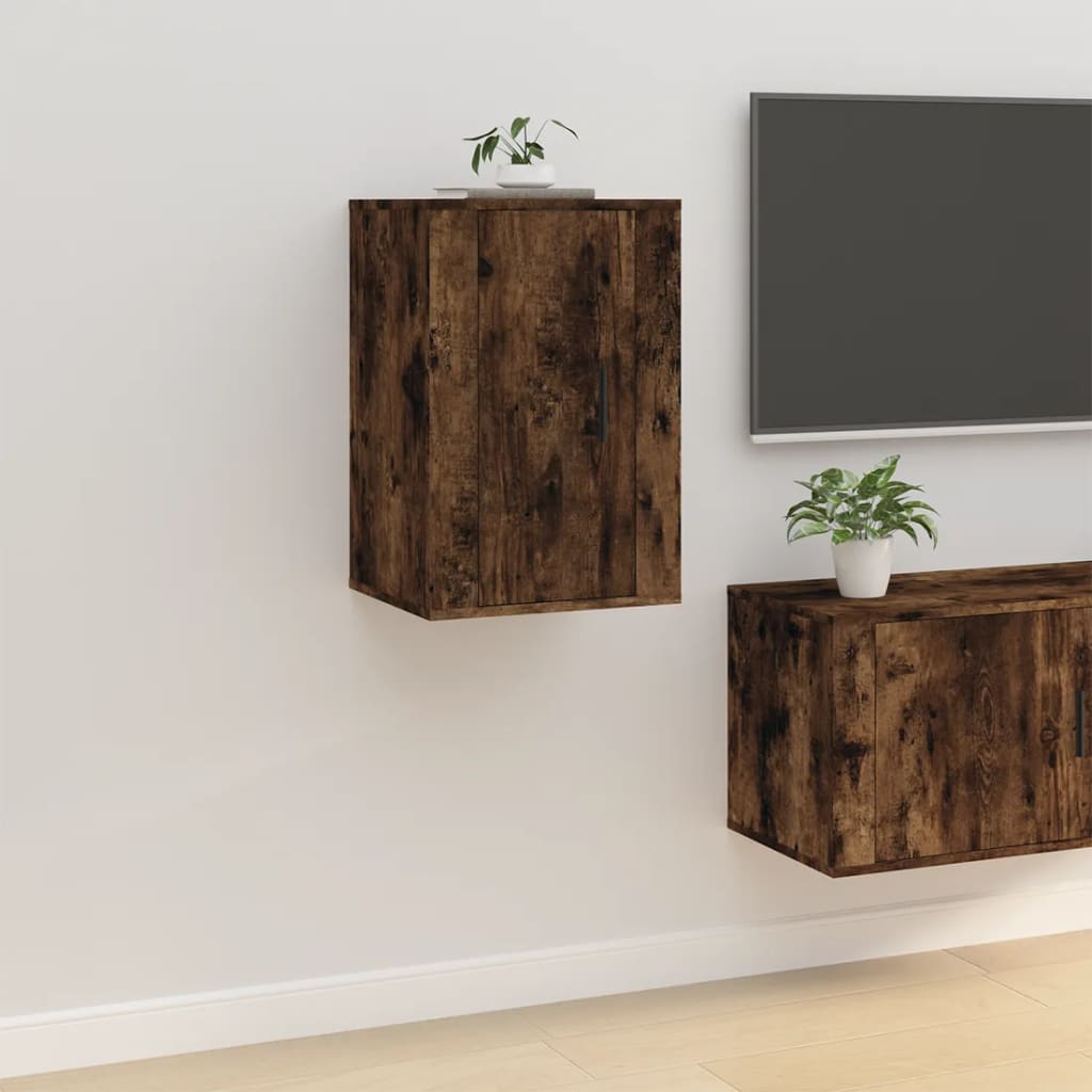Wall Mounted TV Cabinet Smoked Oak 40x34.5x60 cm - Merlin Deals