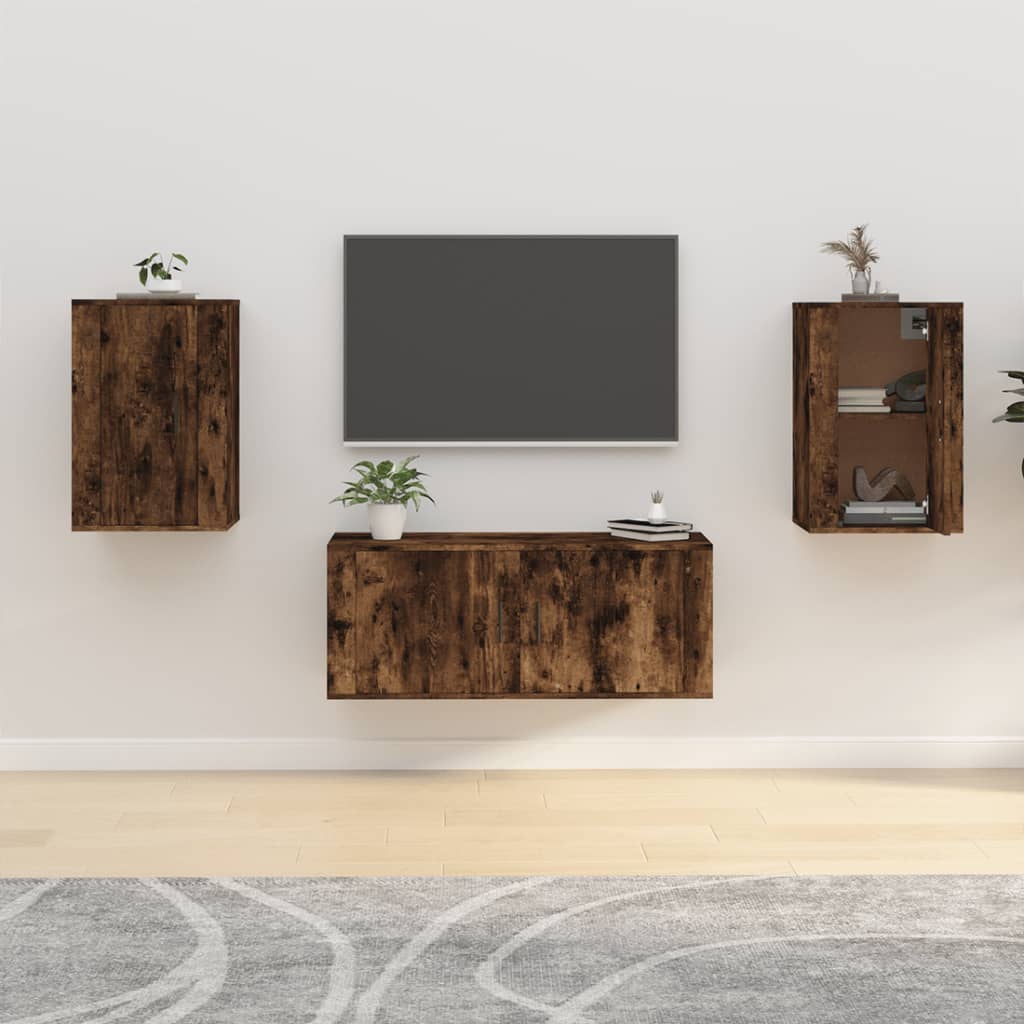 Wall Mounted TV Cabinets 2 pcs Smoked Oak 40x34.5x60 cm - Brittle & Co