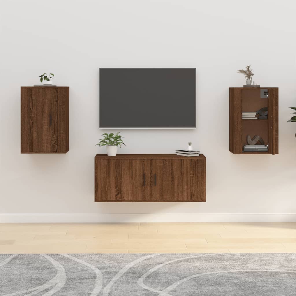 Wall Mounted TV Cabinets 2 pcs Brown Oak 40x34.5x60 cm - Tyrell & Tyrell