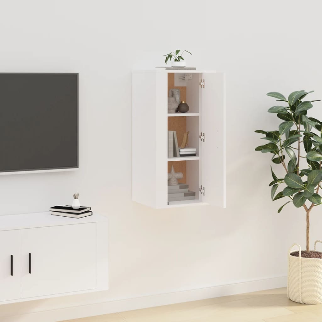Wall Mounted TV Cabinet White 40x34,5x80 cm - Sid & Sam