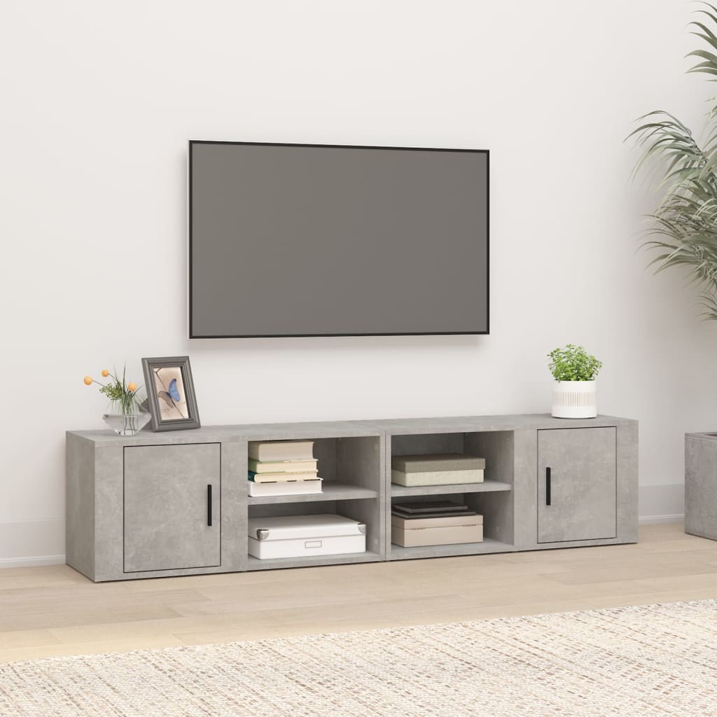 TV Cabinets 2 pcs Concrete Grey 80x31.5x36 cm Engineered Wood - Merlin Deals