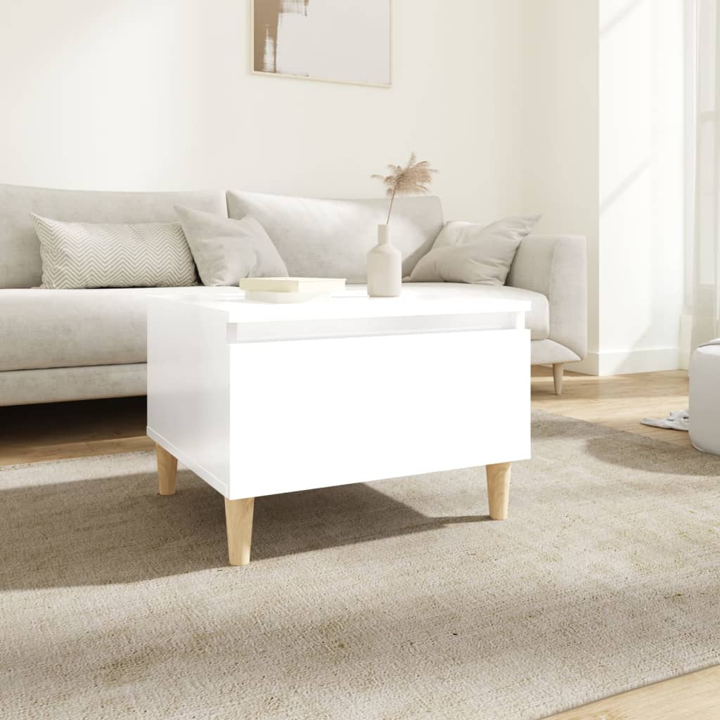 Side Table High Gloss White 50x46x35 cm Engineered Wood - Design Hut