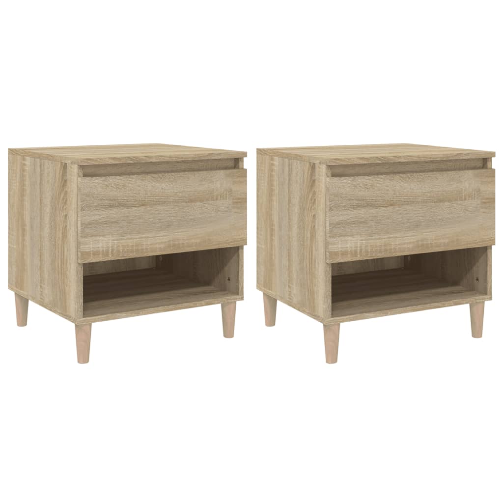 Bedside Table - CHARLOT 2 Piece Nightstand Sonoma Oak 50cm - All Things Good