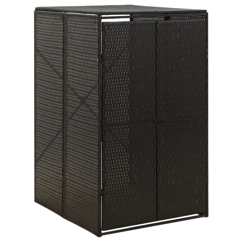 Single Wheelie Bin Shed Black 70x80x117 cm Poly Rattan - Decor Base