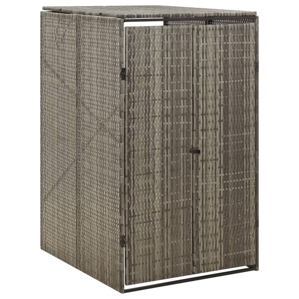 Single Wheelie Bin Shed Grey 70x80x117 cm Poly Rattan - All Things Good