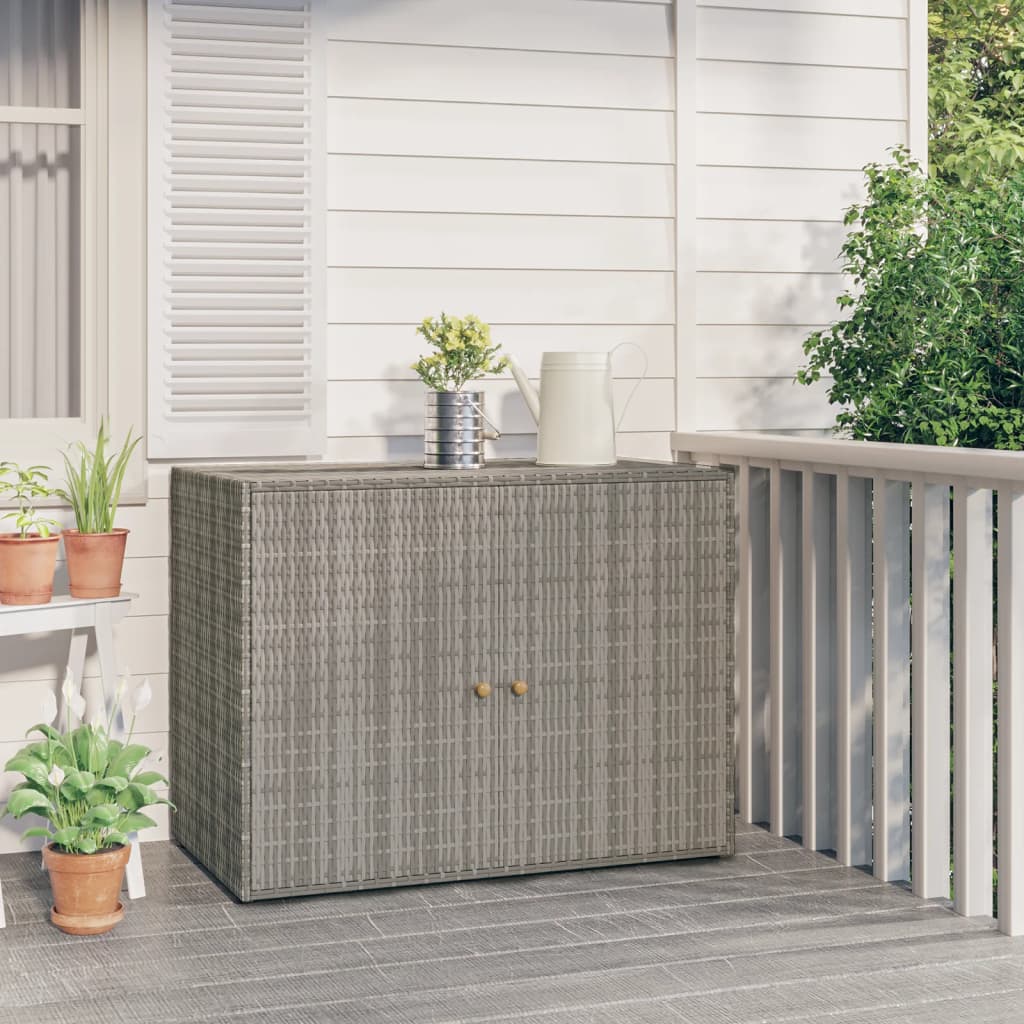 Garden Storage Cabinet Grey 100x55.5x80 cm Poly Rattan - The Home Maker