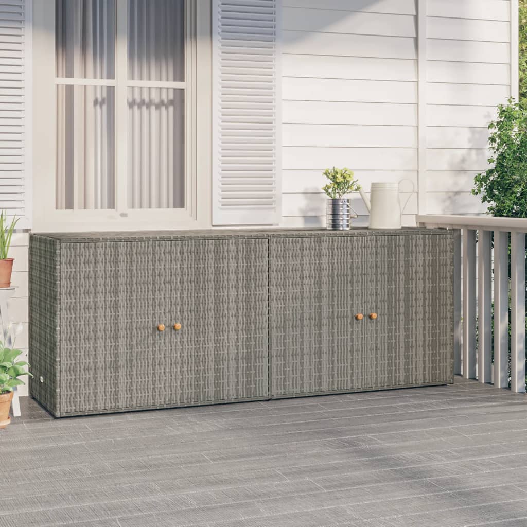 Garden Storage Cabinet Grey 198x55.5x80 cm Poly Rattan - R and M Furniture