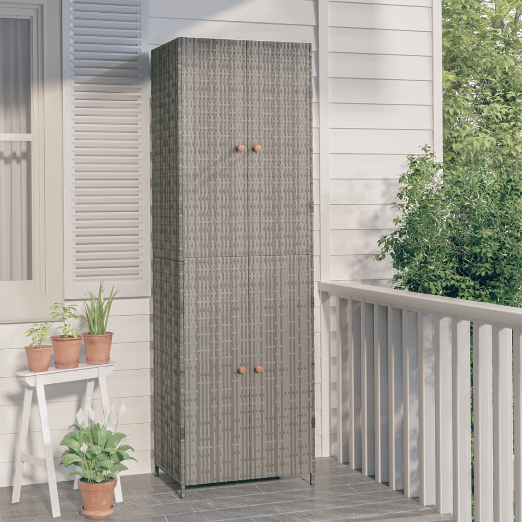 Garden Storage Cabinet Grey 59x40x180 cm Poly Rattan - Style and Chic