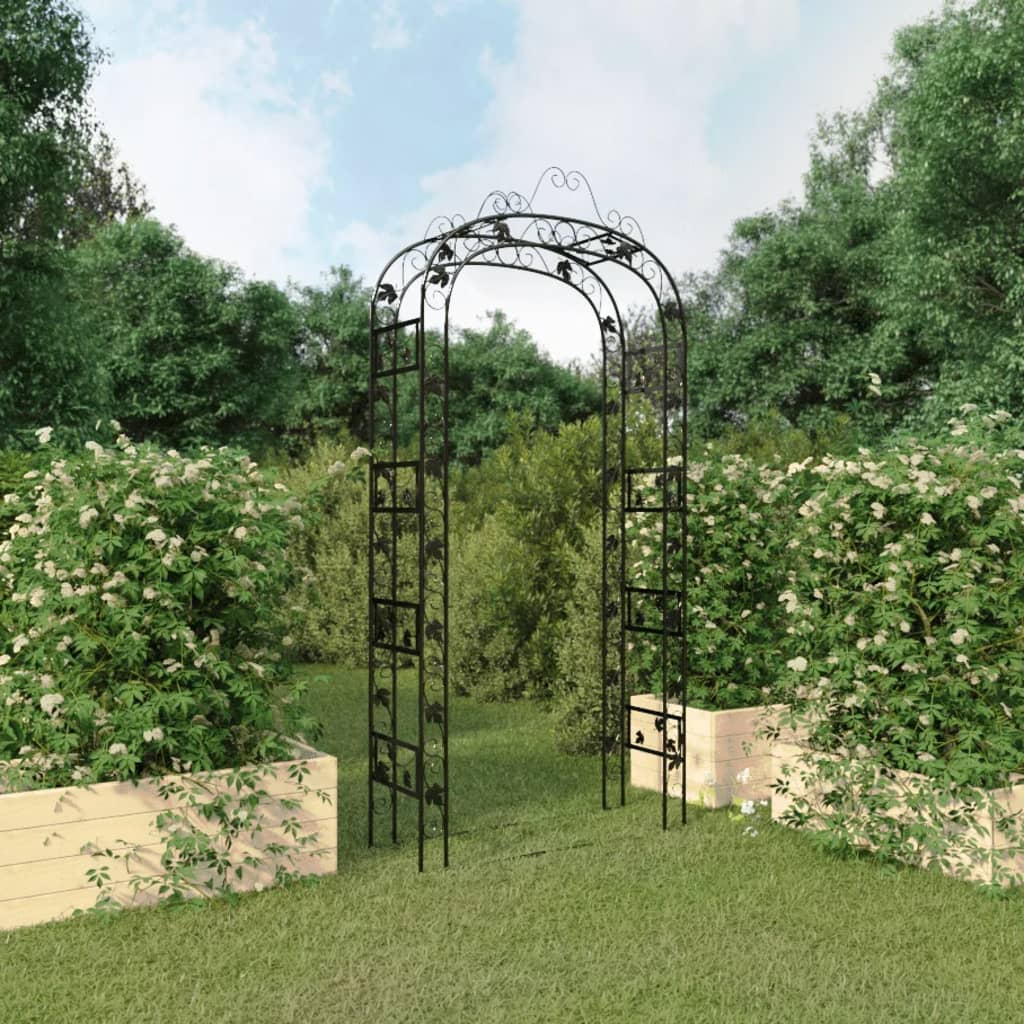 Garden Arch Black 116x45x240 cm Steel - Sid & Sam