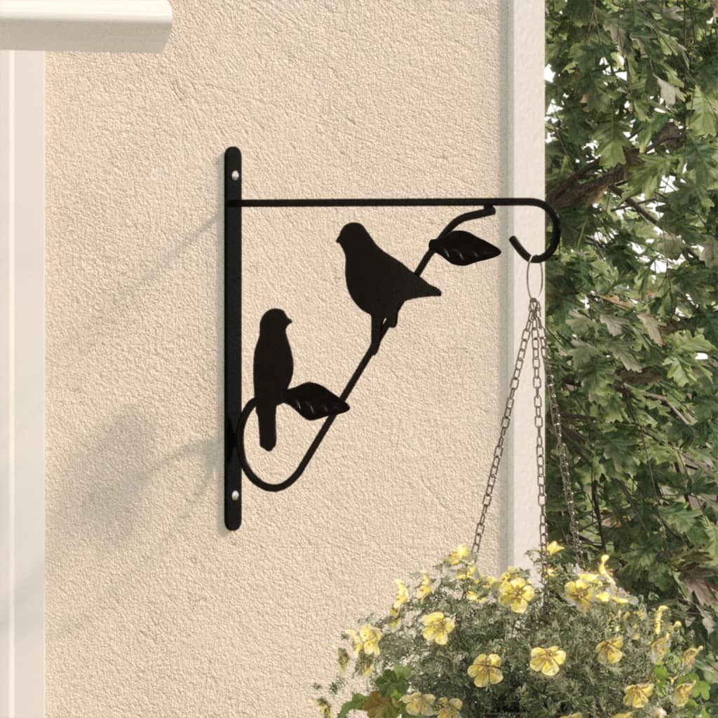 Hanging Basket Brackets 4 pcs Black Steel - Sid & Sam