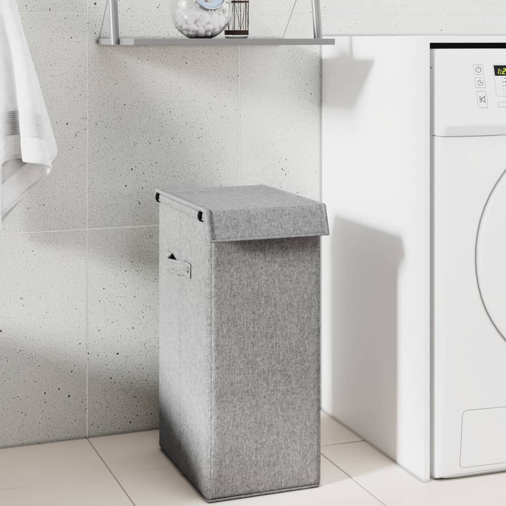 Foldable Laundry Hamper Grey 26x34.5x59.5 cm Faux Linen Fabric - Unbeatable Bargains