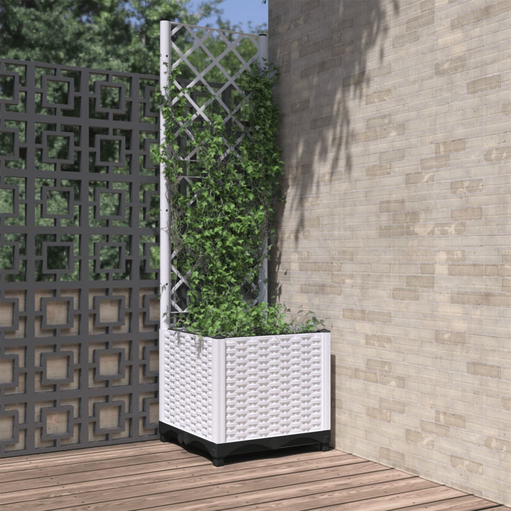 Garden Planter with Trellis White 40x40x136 cm PP - Casper Homes