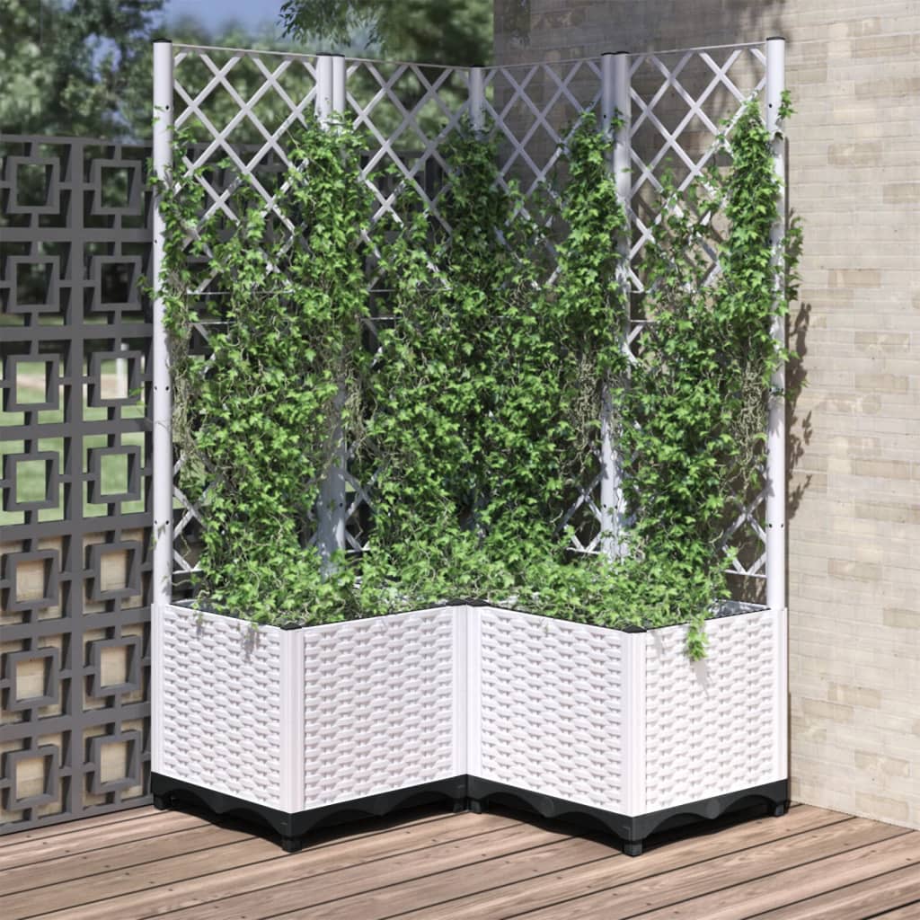 Garden Planter with Trellis White 80x80x136 cm PP - Unbeatable Bargains