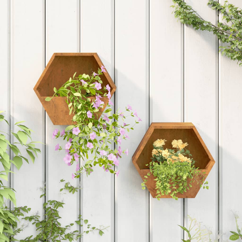Wall Planters 2 pcs Rusty Corten Steel 30x10x25 cm - Merkel Designers