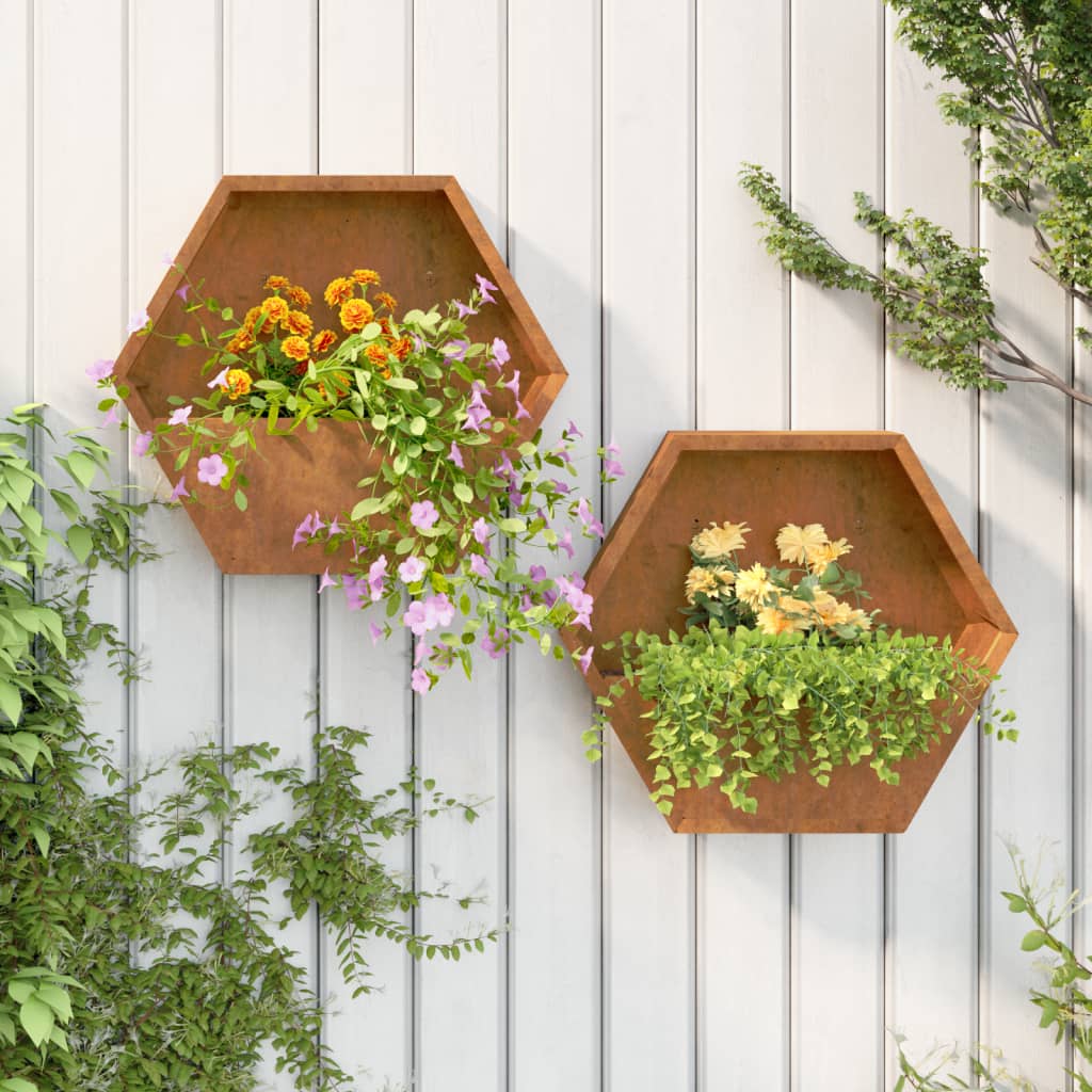 Wall Planters 2 pcs Rusty Corten Steel 46x10x40 cm - The Home Maker