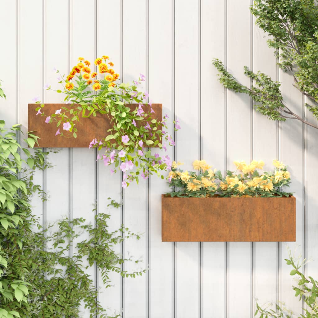 Wall Planters 2 pcs Rusty Corten Steel 53x10x17 cm - Unbeatable Bargains