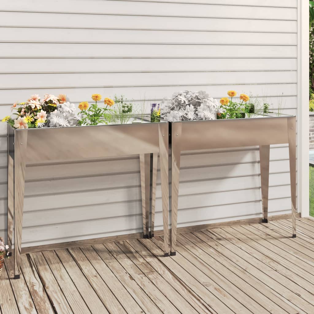 Garden Planters 2 pcs Galvanised Steel - Unbeatable Bargains