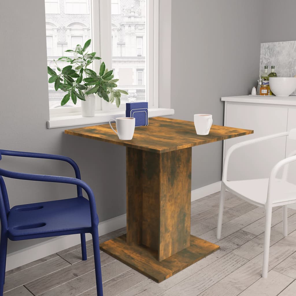 Dining Table Smoked Oak 80x80x75 cm Engineered Wood - Style and Chic