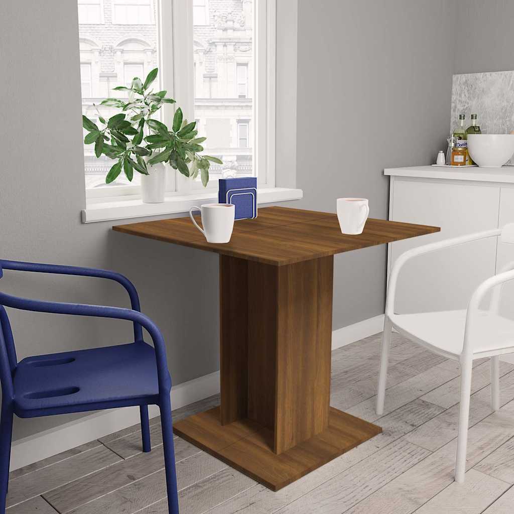 Dining Table Brown Oak 80x80x75 cm Engineered Wood - Merkel Designers