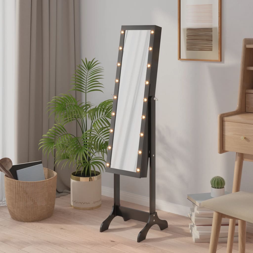 Free-Standing Mirror with LED Black 34x37x146 cm - Millennium Furniture