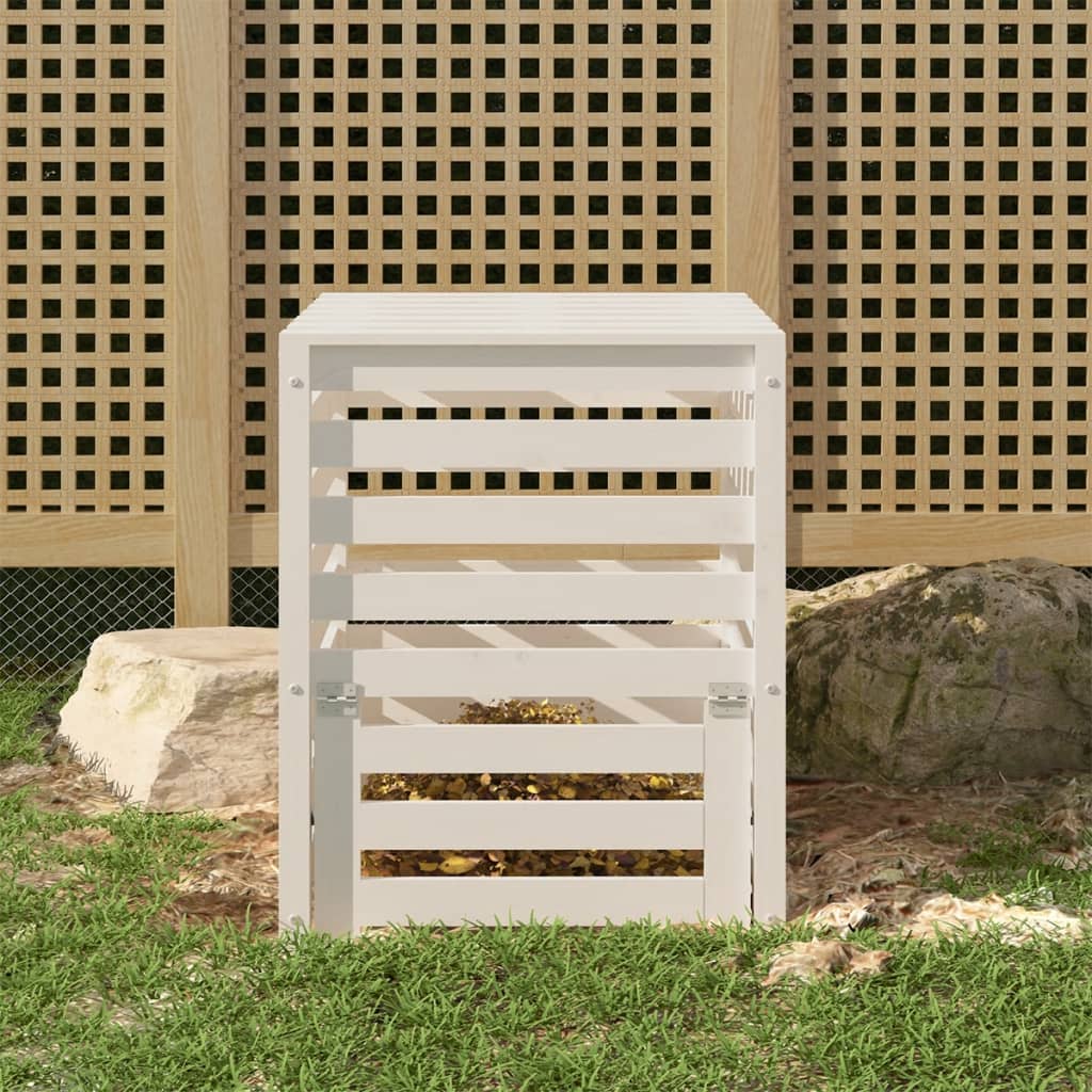 Composter White 63.5x63.5x77.5 cm Solid Wood Pine - R and M Furniture