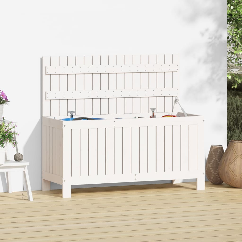 Garden Storage Box White 108x42.5x54 cm Solid Wood Pine - Merlin Deals