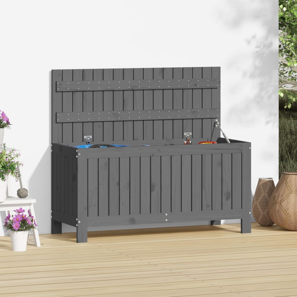 Garden Storage Box Grey 108x42.5x54 cm Solid Wood Pine - Tyrell & Tyrell