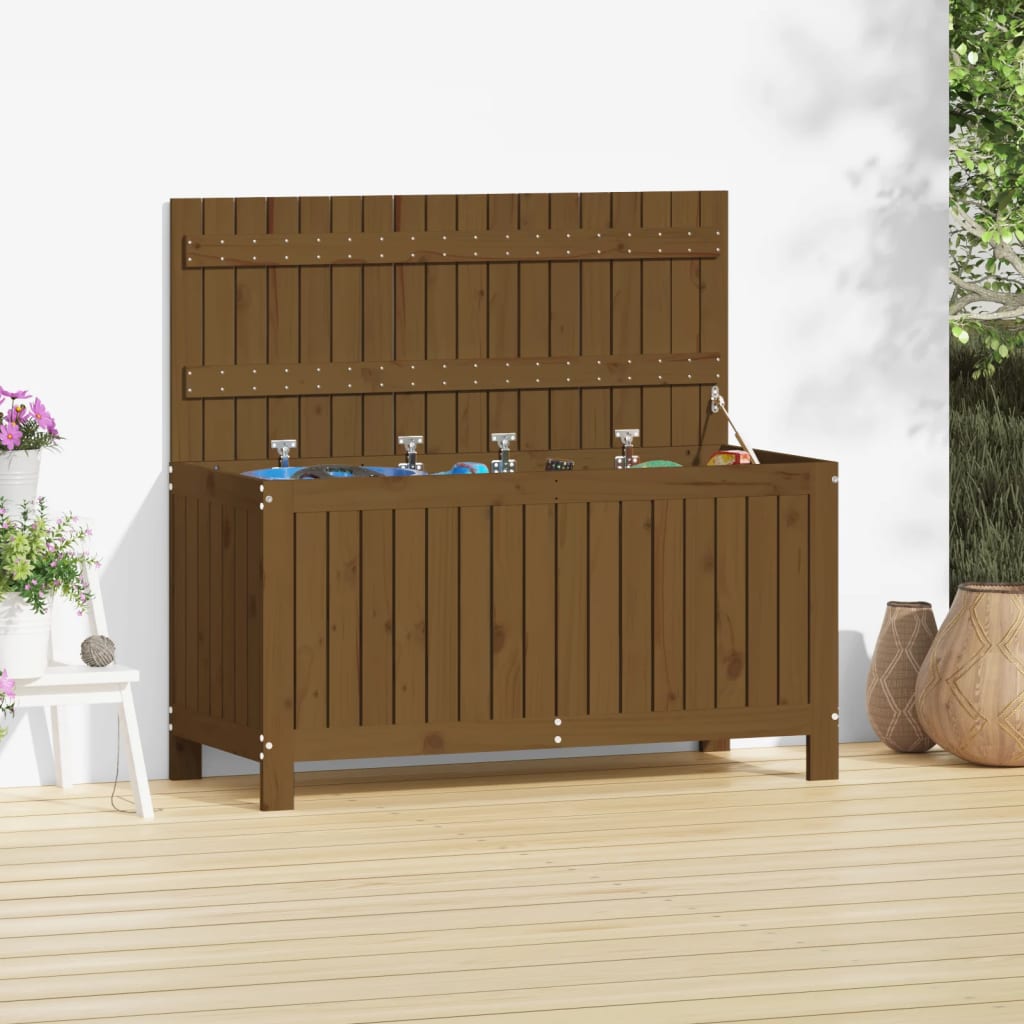 Garden Storage Box Honey Brown 115x49x60 cm Solid Wood Pine - Merkel Designers