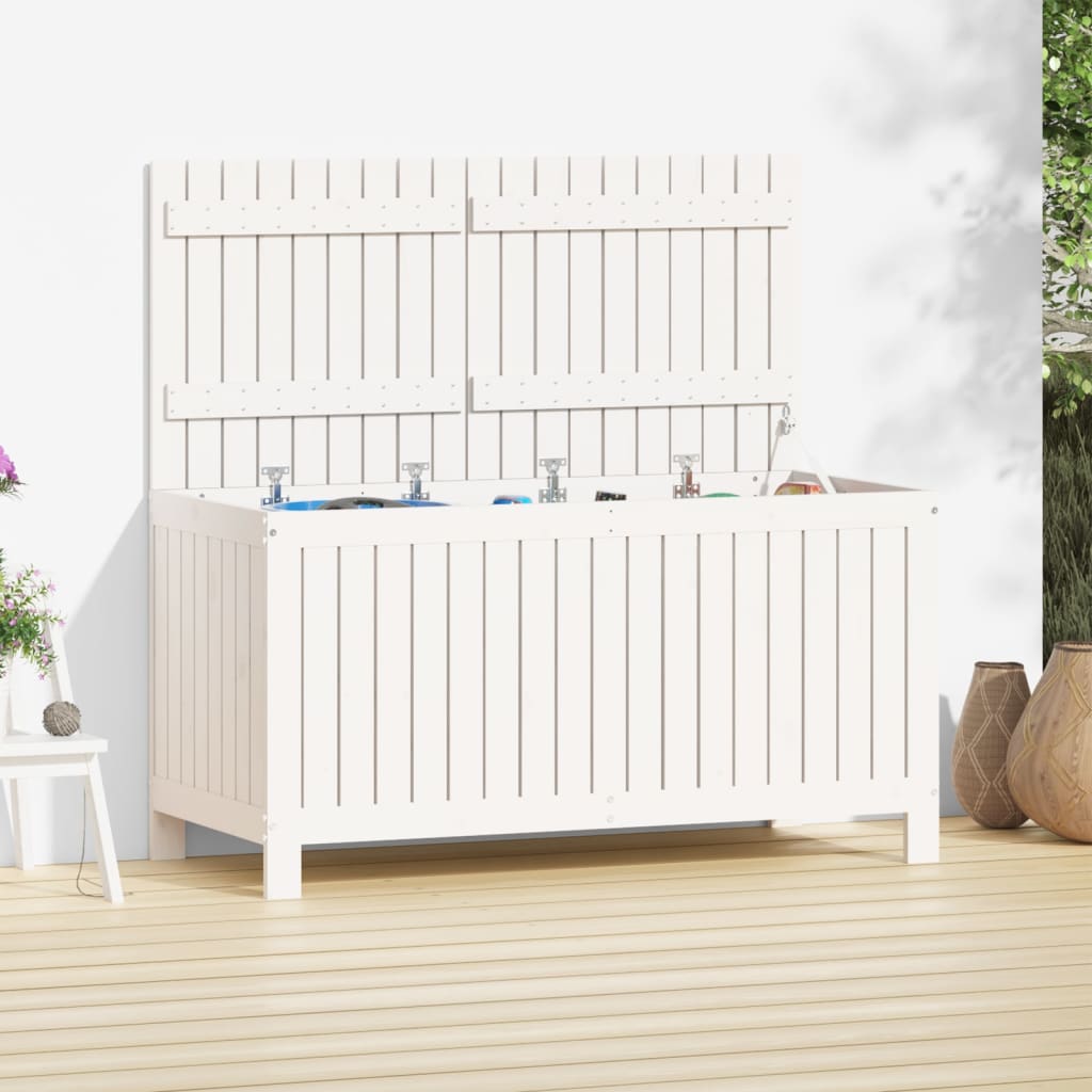 Garden Storage Box White 121x55x64 cm Solid Wood Pine - Tyrell & Tyrell