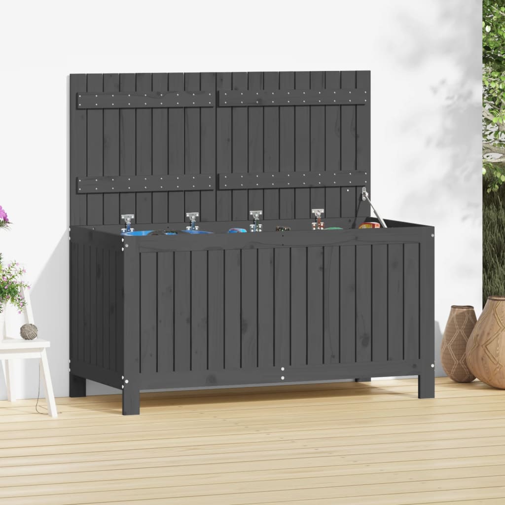 Garden Storage Box Grey 121x55x64 cm Solid Wood Pine - Sid & Sam