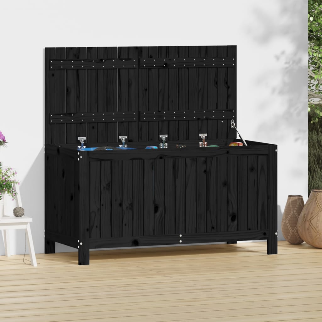 Garden Storage Box Black 121x55x64 cm Solid Wood Pine - Merkel Designers
