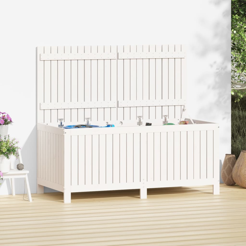 Garden Storage Box White 147x68x64 cm Solid Wood Pine - Merlin Deals