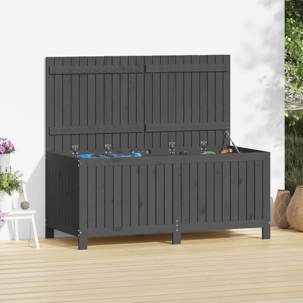 Garden Storage Box Grey 147x68x64 cm Solid Wood Pine - The Home Maker