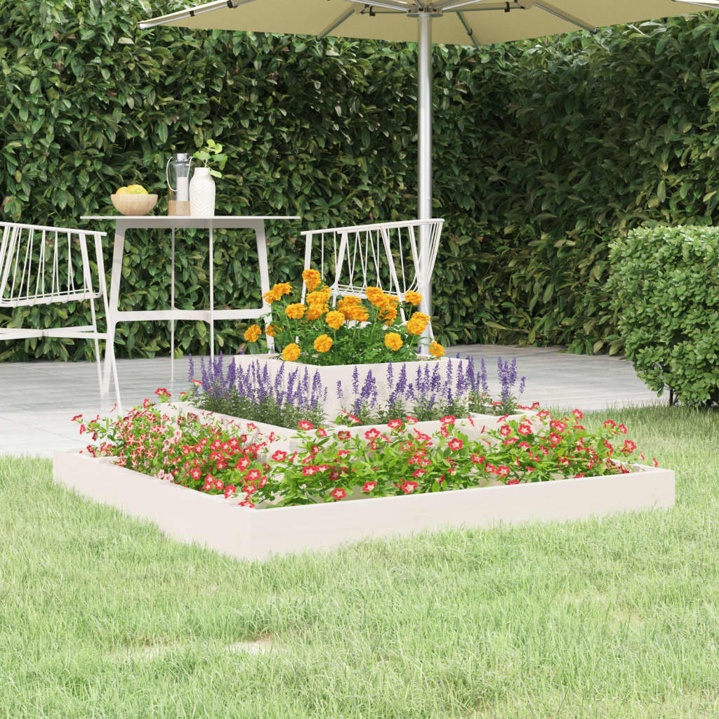 Planter White 80x80x27 cm Solid Wood Pine - Decor Base