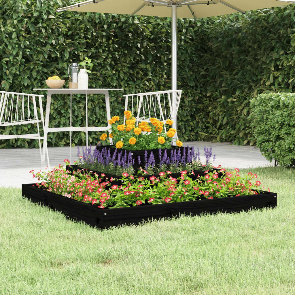 Planter Black 80x80x27 cm Solid Wood Pine - R and M Furniture